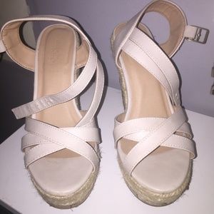 Charlotte Russe beige wedges with straps